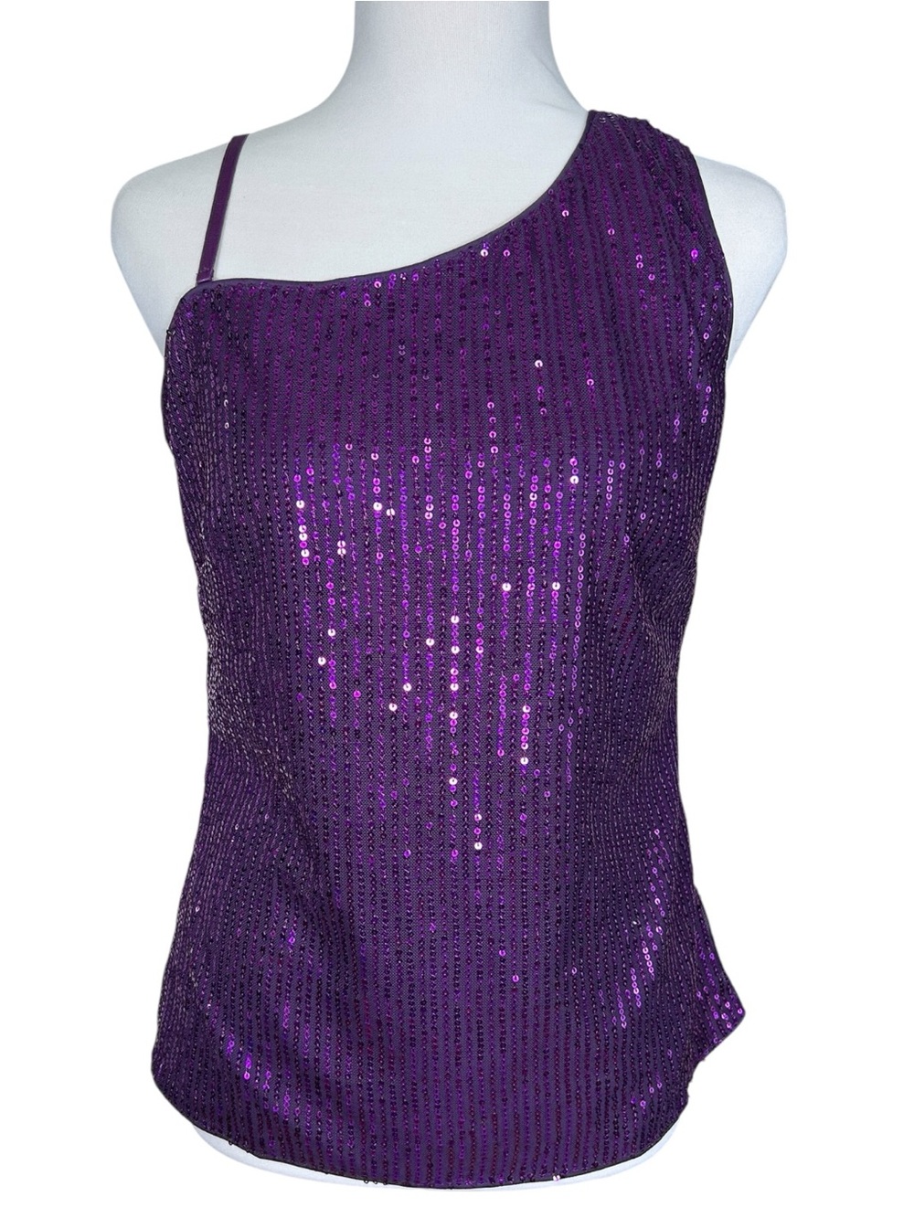 Grace Karin Sequin One Shoulder Top Women’s M Purple Plum Asymmetrical NWT